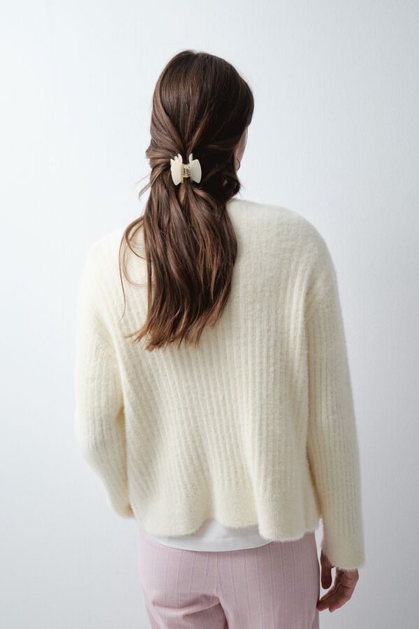 Women'secret Cardigan en tricot jaune imprim&eacute;