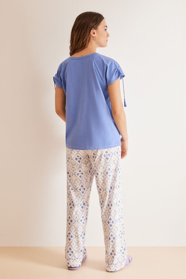 Womensecret 100% Cotton diamond allover pyjamas blue