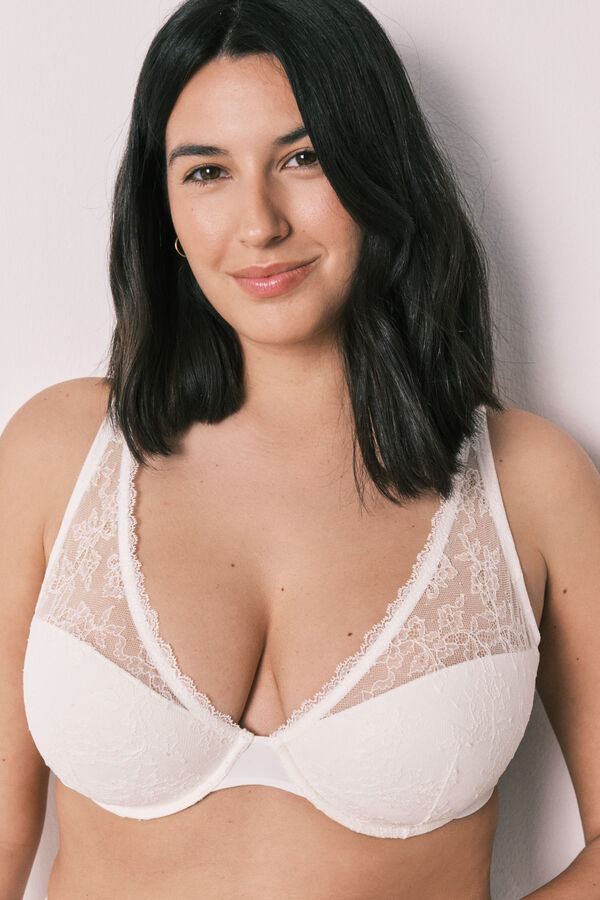 Women'secret Sujetador halter encaje blanco INTUITIVE nude