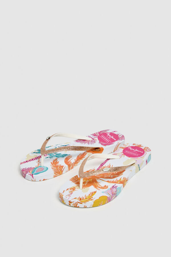 Pepe Jeans Chanclas brillo motivo floral blanco