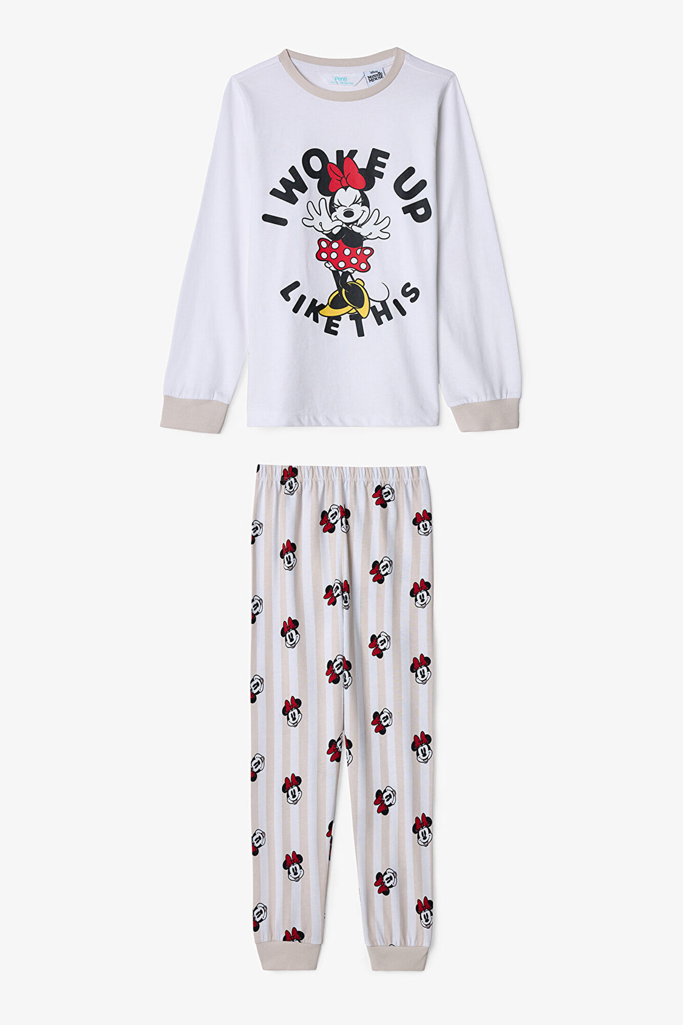 Penti Conjunto de pijama de manga larga de 2 piezas con estampado de Minnie Mouse para ni&ntilde;as