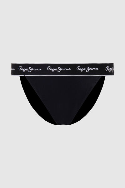 Womensecret Printed Logo Bikini Bottoms noir