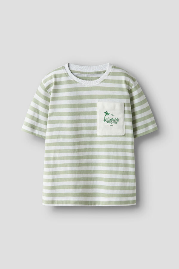 Name it T-shirt manga curta &agrave;s riscas verde