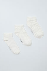 Women'secret White short textured 3-pack socks white