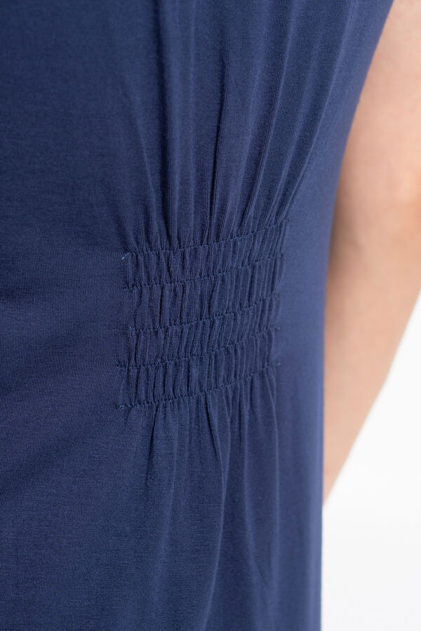 Ohma! Short Sleeve Nursing Nightgown with Lace Plava