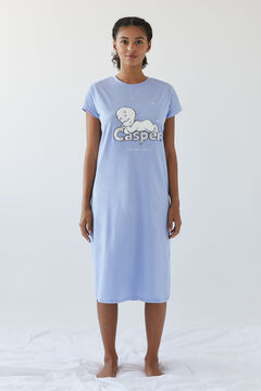 Womensecret Camisa de dormir midi de algodão Casper azul 100% algodão azul
