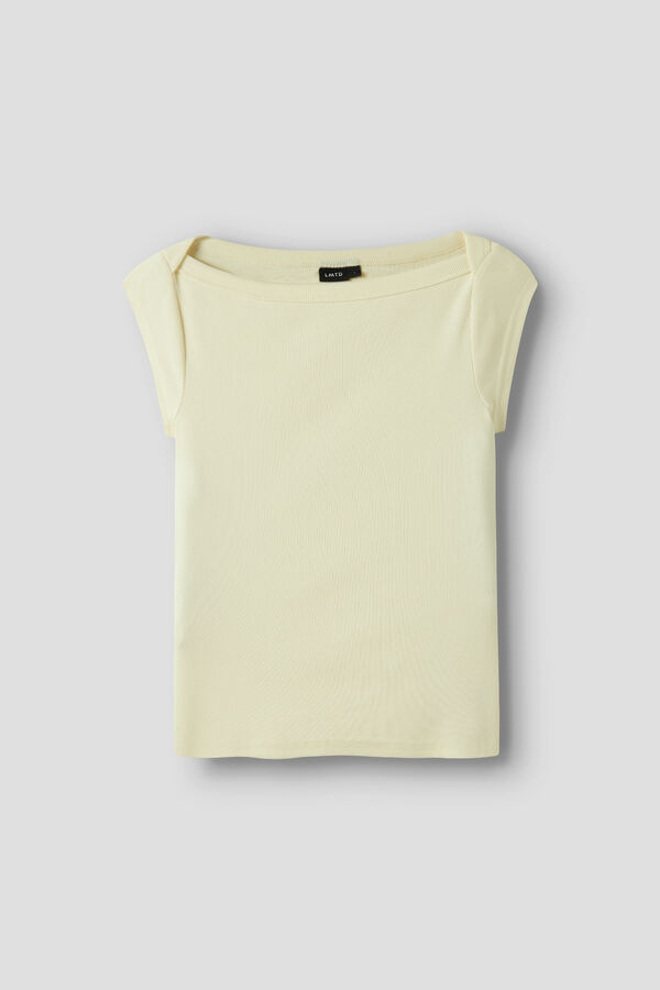 Lmtd Camiseta manga corta hombro ca&iacute;do amarillo