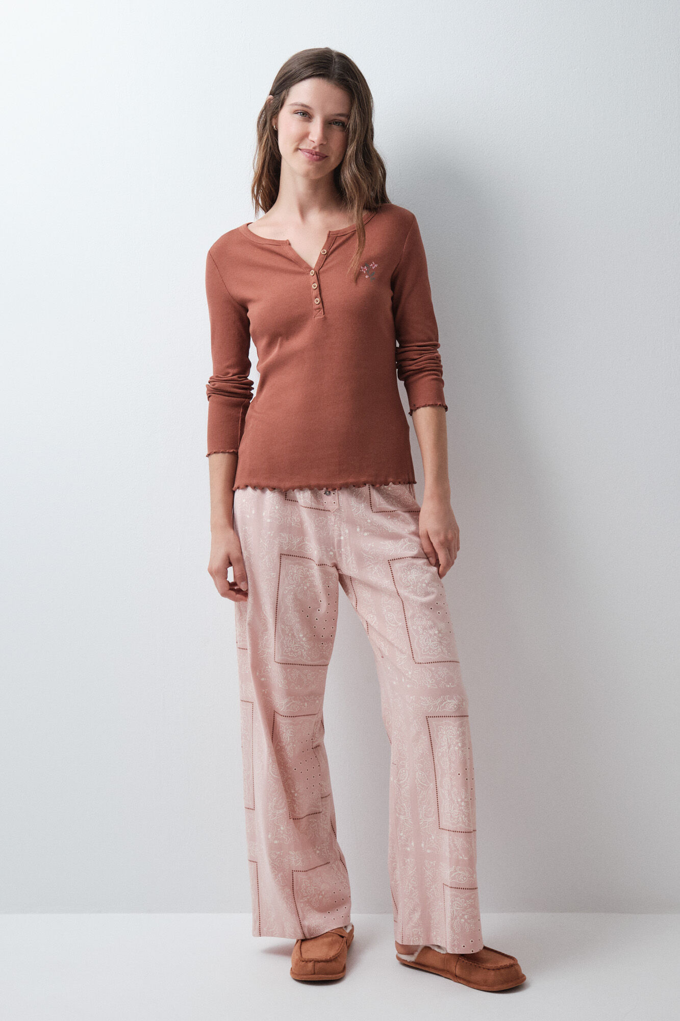 Women'secret Brown long sleeve T-shirt