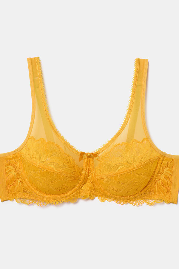 DIM Generous Essential lace High Support Bra  Žuta
