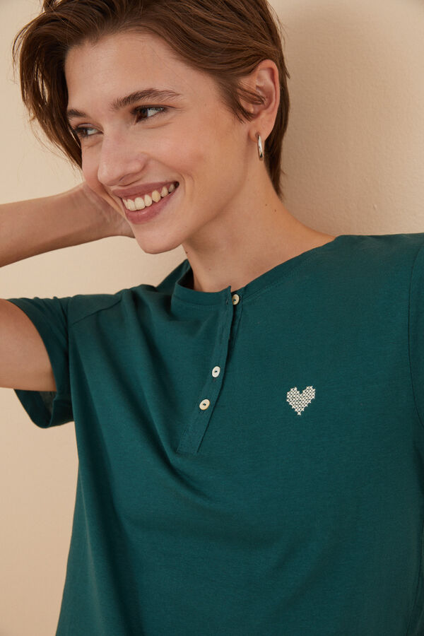 Womensecret T-shirt 100 % coton vert vert