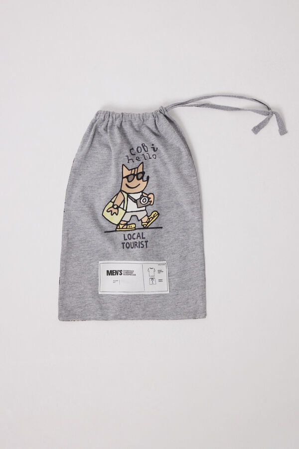 Womensecret Pijama corto hombre 100% algodón Cobi gris