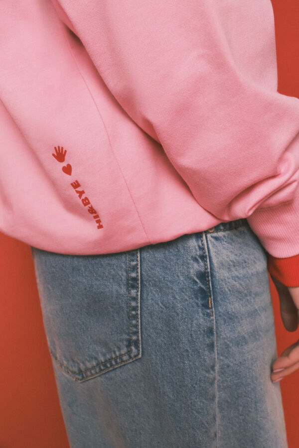 HI&BYE Sudadera capucha felpa algod&oacute;n rosa rosa