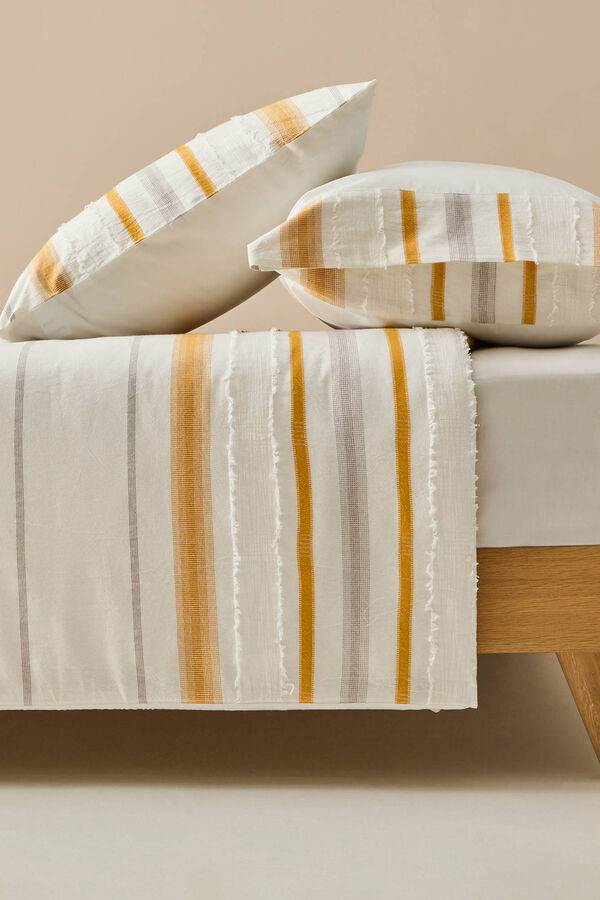 Textura Bettbezug Streifen Fransen mit Print
