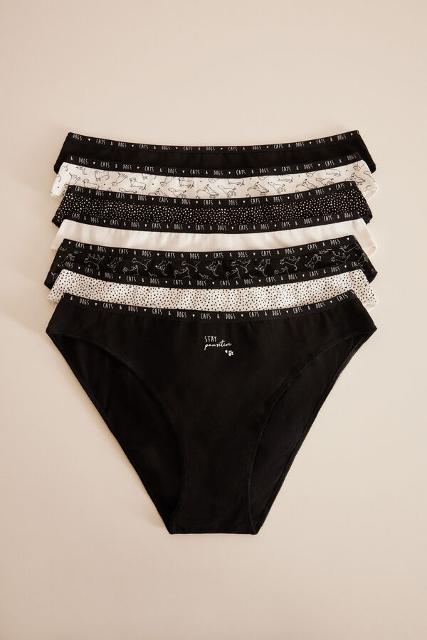 7-pack black and white cotton panties, Women's panties