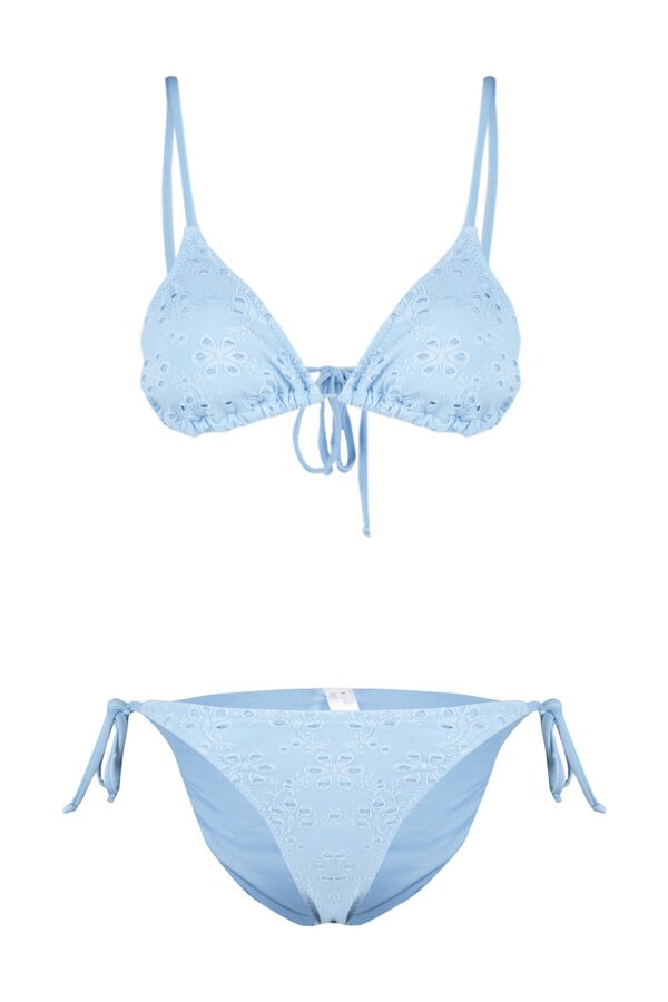 Trendyol Brocade triangle bikini set blue