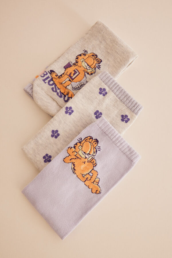 Womensecret Lot 3 paires de chaussettes longues coton Garfield imprimé