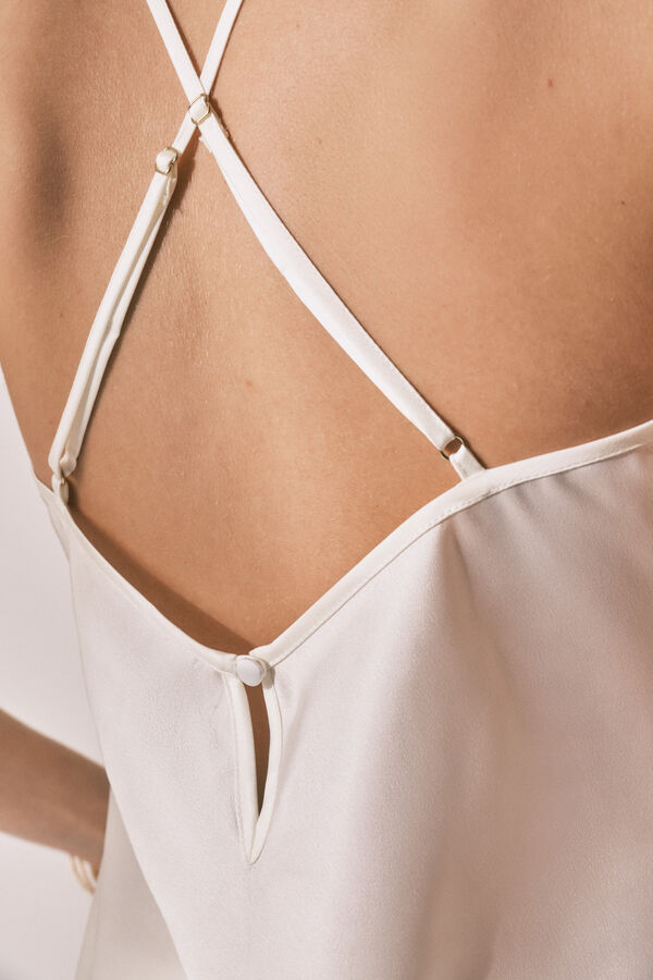 Women'secret Short satin pyjamas in White beige