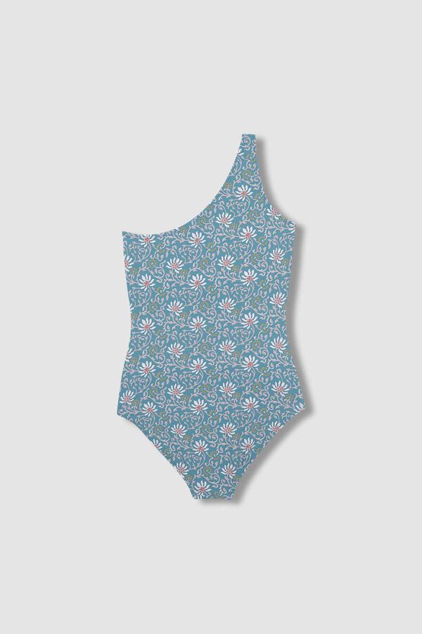 Womensecret Mum's light blue floral print swimsuit plava