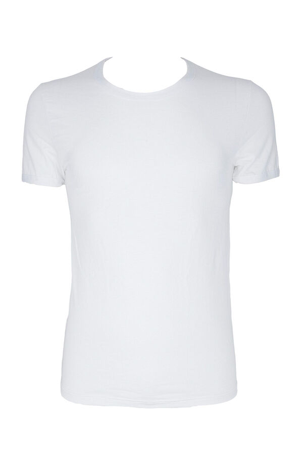Womensecret Men's short sleeve thermal T-shirt with a round neck blanc