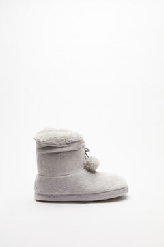 Womensecret Grey sparkly pompom fur slipper boots grey