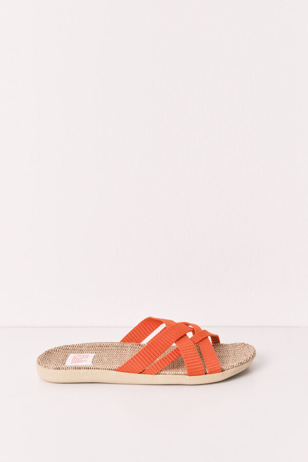 Women'secret Orange raffia strap sandals red