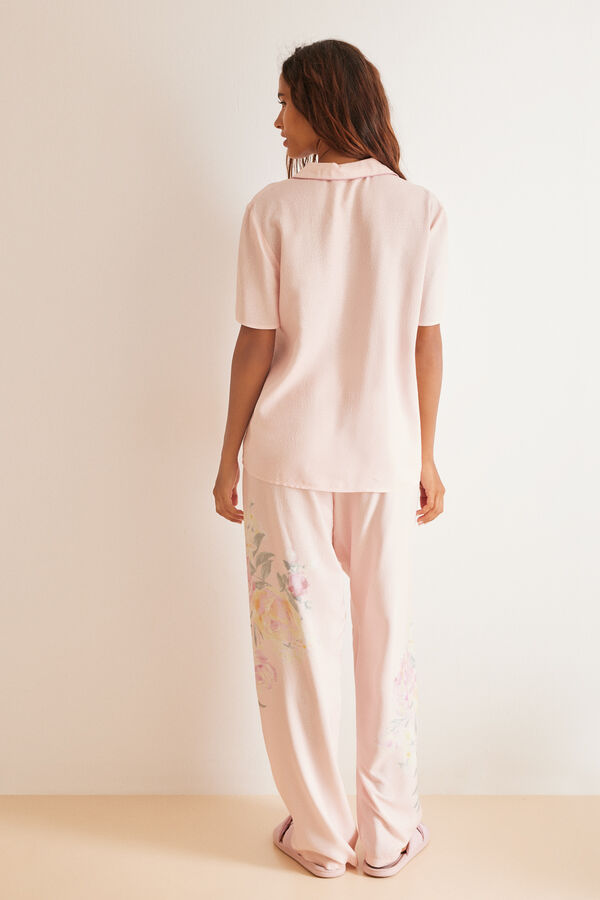 Womensecret Pijama camisero viscosa floral rosa