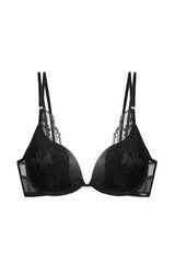 Dorina soutien de cetim com enchimento decote profundo preto