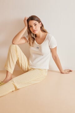 Womensecret Pijama "Bonjour" pantalón largo beige