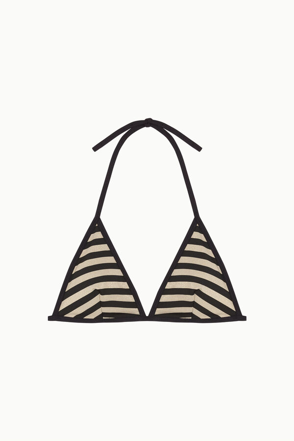 Cotton Sail Top bikini triangular rayas negro