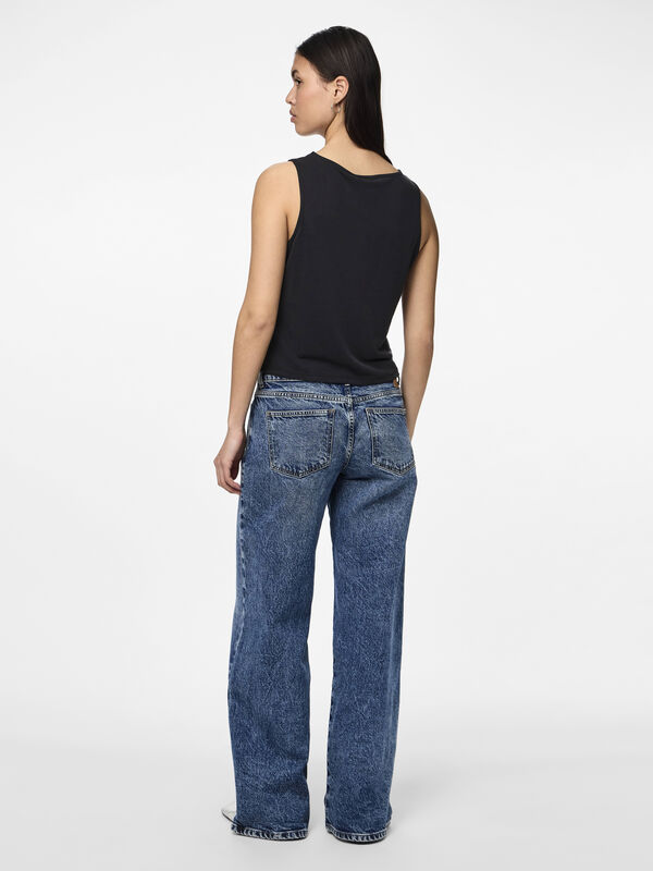 Pieces Sleeveless top with sleeve detail black