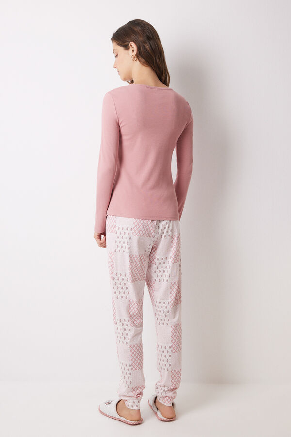 Womensecret Pyjama long en coton Snoopy rose rose