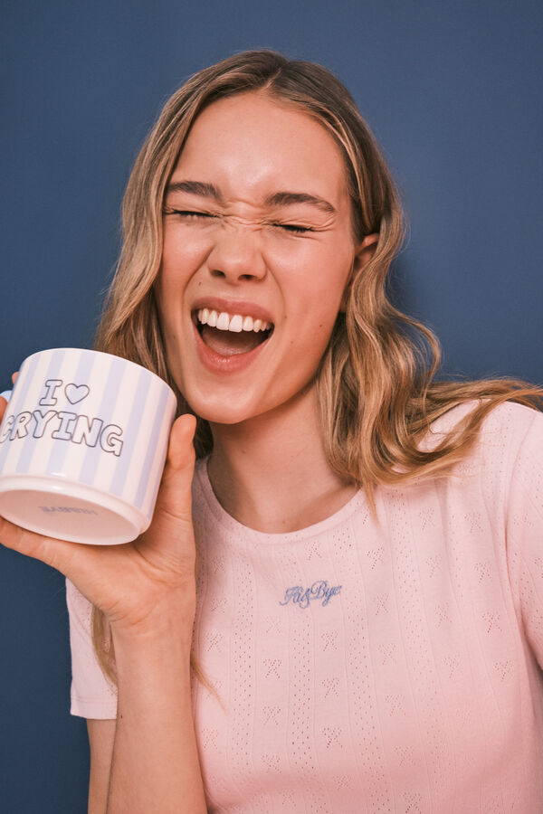 HI&BYE Tasse en c&eacute;ramique bleue anse boules bleu
