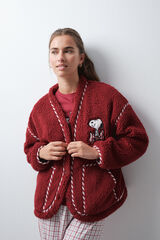Women'secret Snoopy faux shearling short robe red