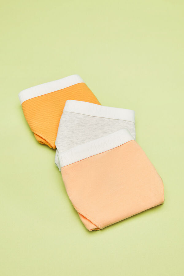 Womensecret Pack 3 cuequinhas brasileiras algodão logo cinzento e laranja 