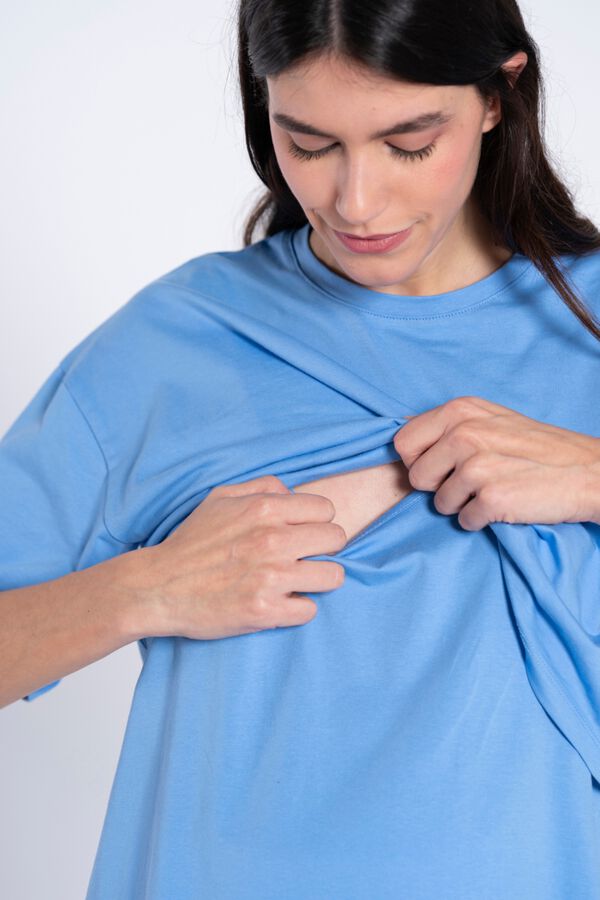 Ohma Camiseta premam&aacute; b&aacute;sica con frase azul