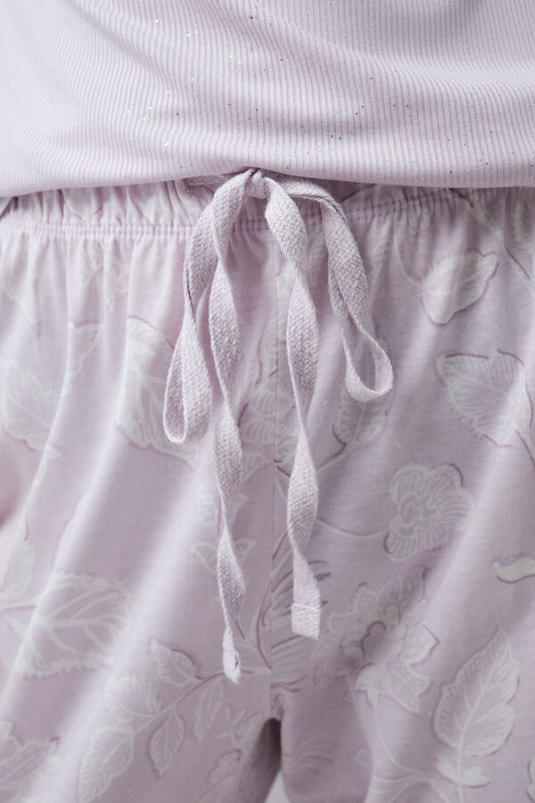 Women'secret Floral ruched long pyjamas pink
