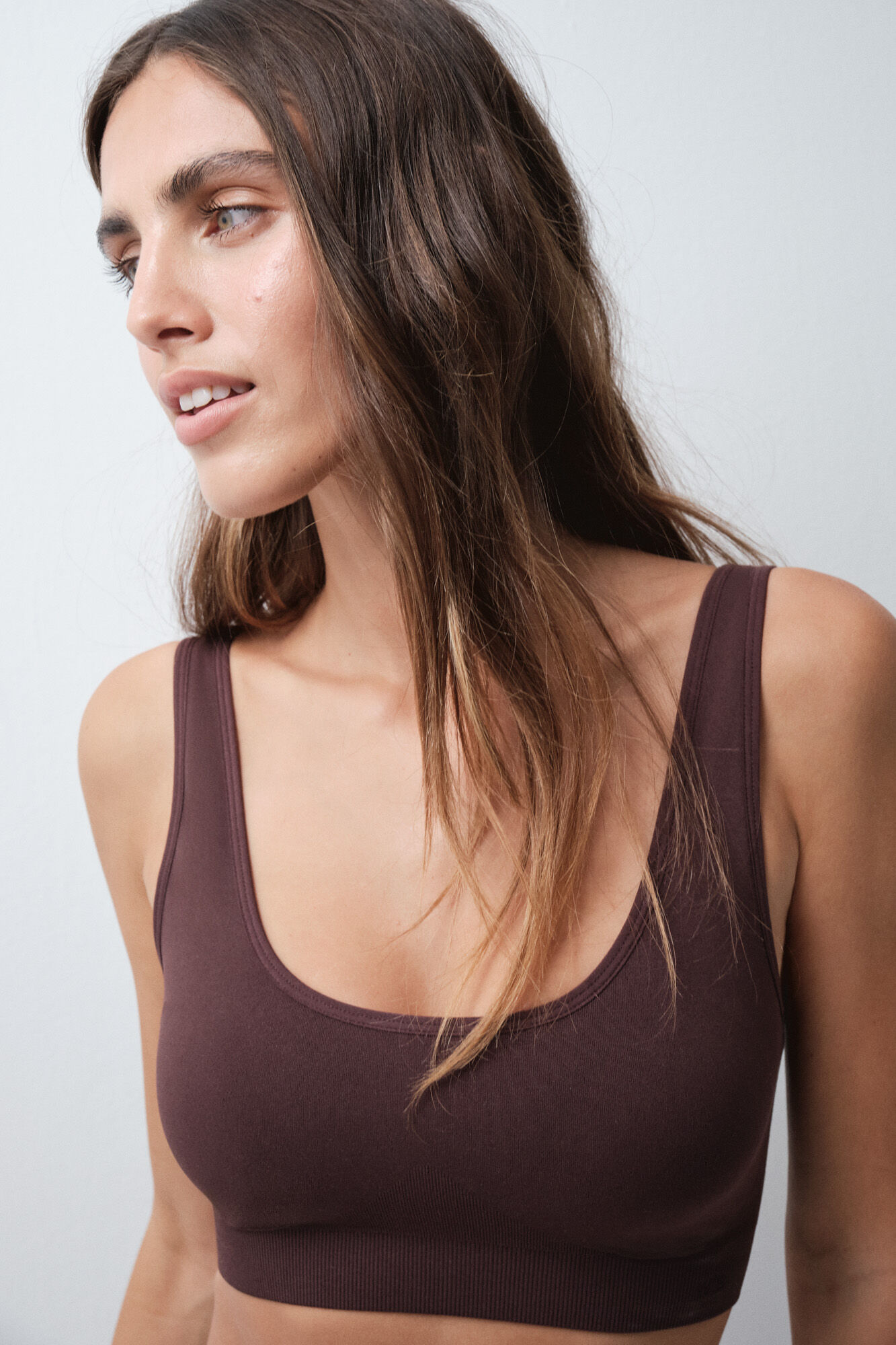 Women'secret Soutien-gorge top en microfibre marron
