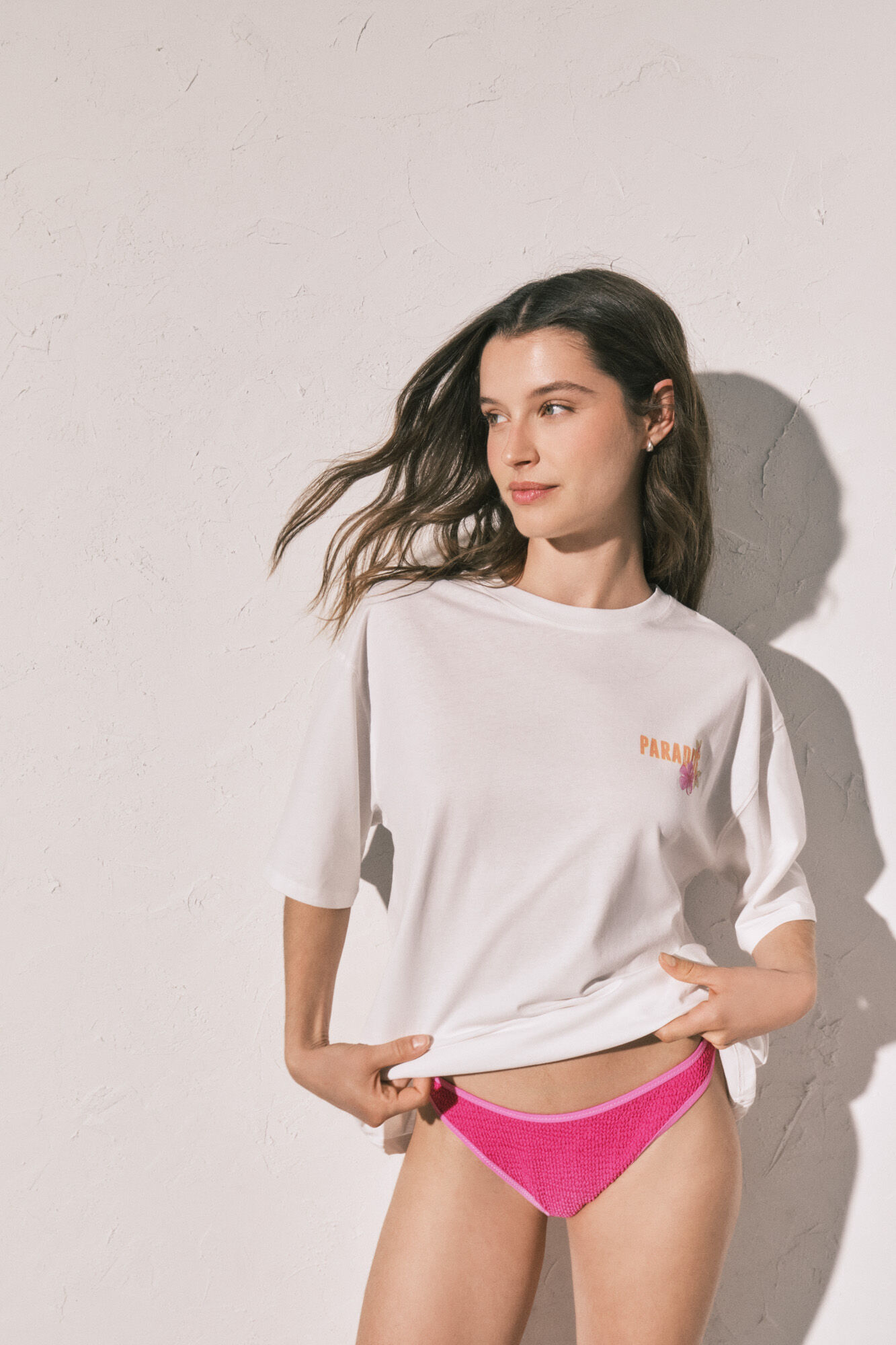 Women'secret T-shirt oversize en coton blanc