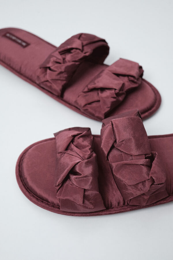 Women'secret Pantoufles &agrave; double bride &agrave; n&oelig;uds rembourr&eacute;s imprim&eacute;