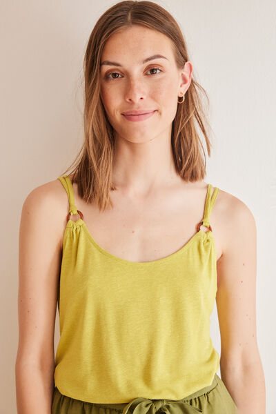 Womensecret Green linen vest top beige