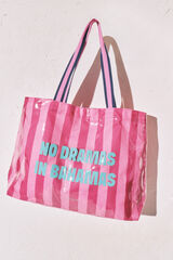 Women'secret Pink striped beach bag pink