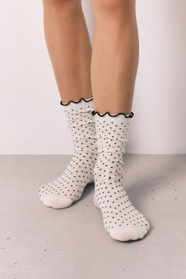 Women'secret Bele i crne print duge čarape, pakovanje od 3 komada Print