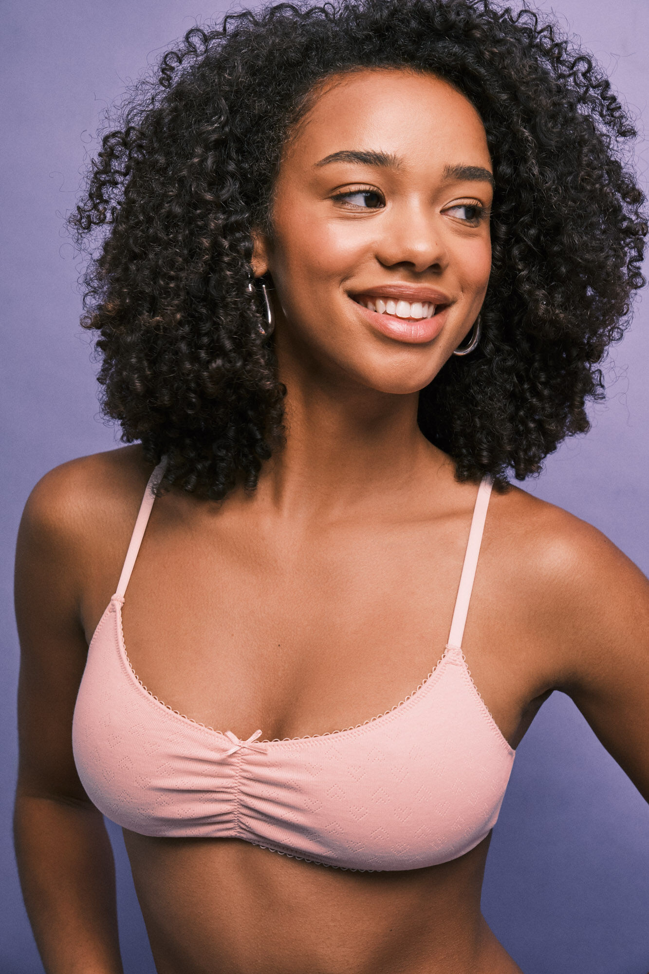 HI&BYE Orange cotton padded ruched top