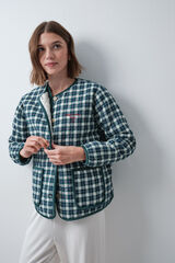 Women'secret Robe de chambre courte &agrave; carreaux en peau de mouton vert