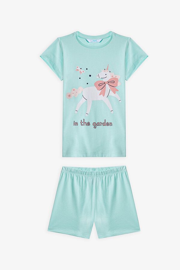 Penti Lot de 2 pyjamas courts enfant licorne vert