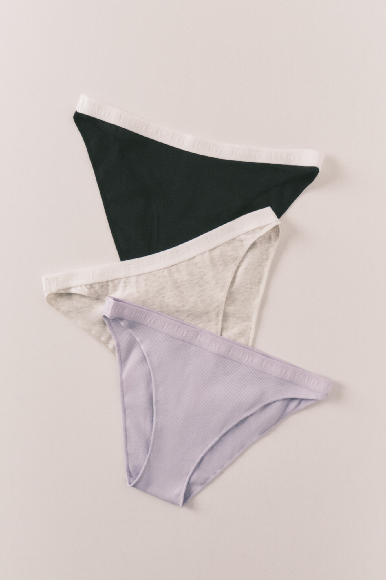 HI&BYE Black, lilac and grey classic panties, pack of 2