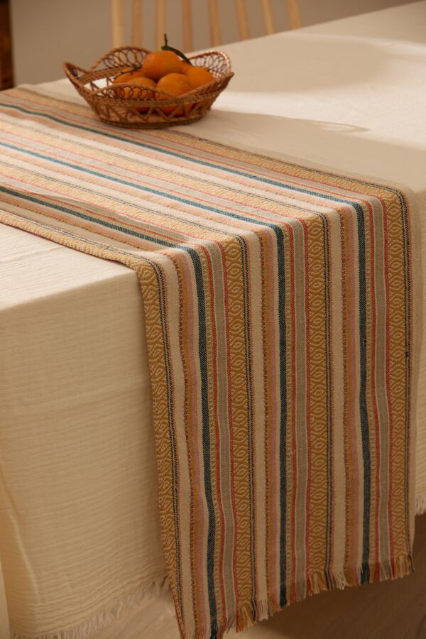 Calma House Caminho de mesa em algod&atilde;o 50x150 estampado
