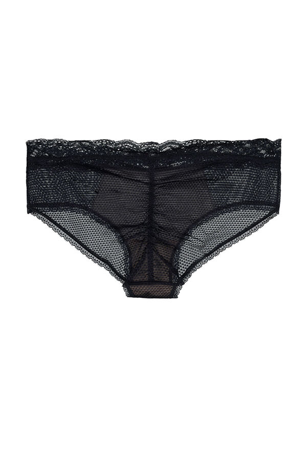 Womensecret Brooklyn patterned tulle and lace boyshort panty fekete