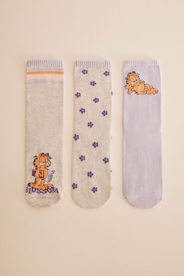 Womensecret Pakiranje od 3 para visokih pamučnih čarapa Garfield S uzorkom