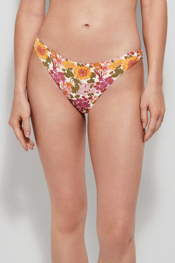 Womensecret Classic bikini bottoms in a floral print blanc